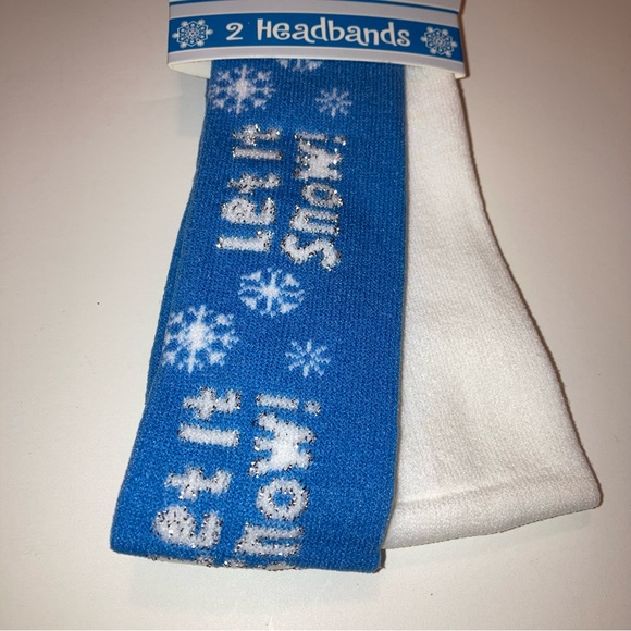 NEW Y2K 2pc Stretchy Winter Headbands Let It Snow Retro Hair Accessories - Picture 3 of 12